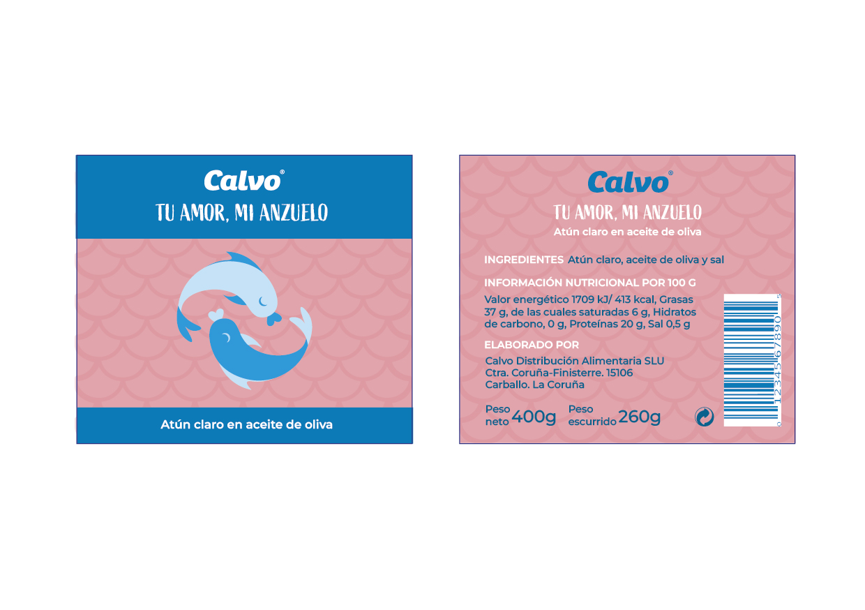 Etiqueta para un tarro de atún (San Valentín)